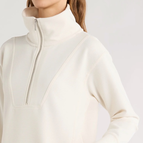 Zella Kickback Ottoman Half Zip Tunic in Ivory Egret - Picture 2 of 7